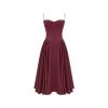 Product image of the Kouvr Fashion Evdokia burgundy bustier cocktail dress with a structured bodice and A-line midi skirt.