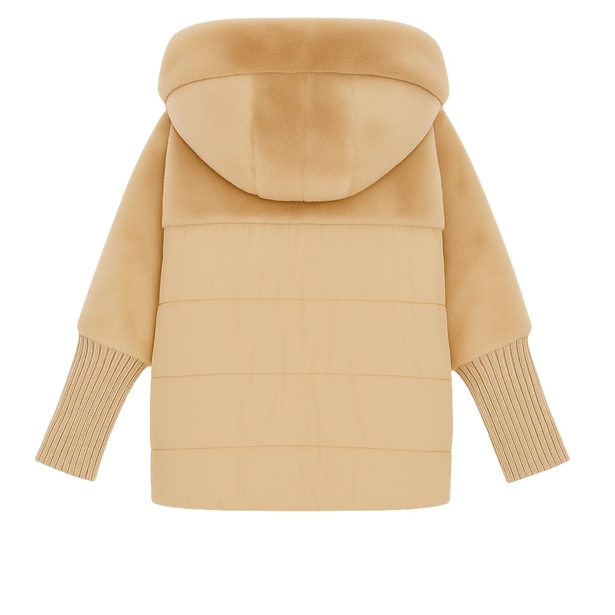 Beige kouvr hooded jacket on a white background