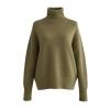 Product-only image of the Kouvr Fashion Gloria Cashmere Turtleneck sweater in khaki on a flat light grey background.