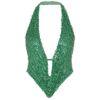 Green kouvr textured top on a white background
