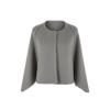 Product-only image of the Kouvr Fashion grey wool-blend collarless cape jacket on a white background.