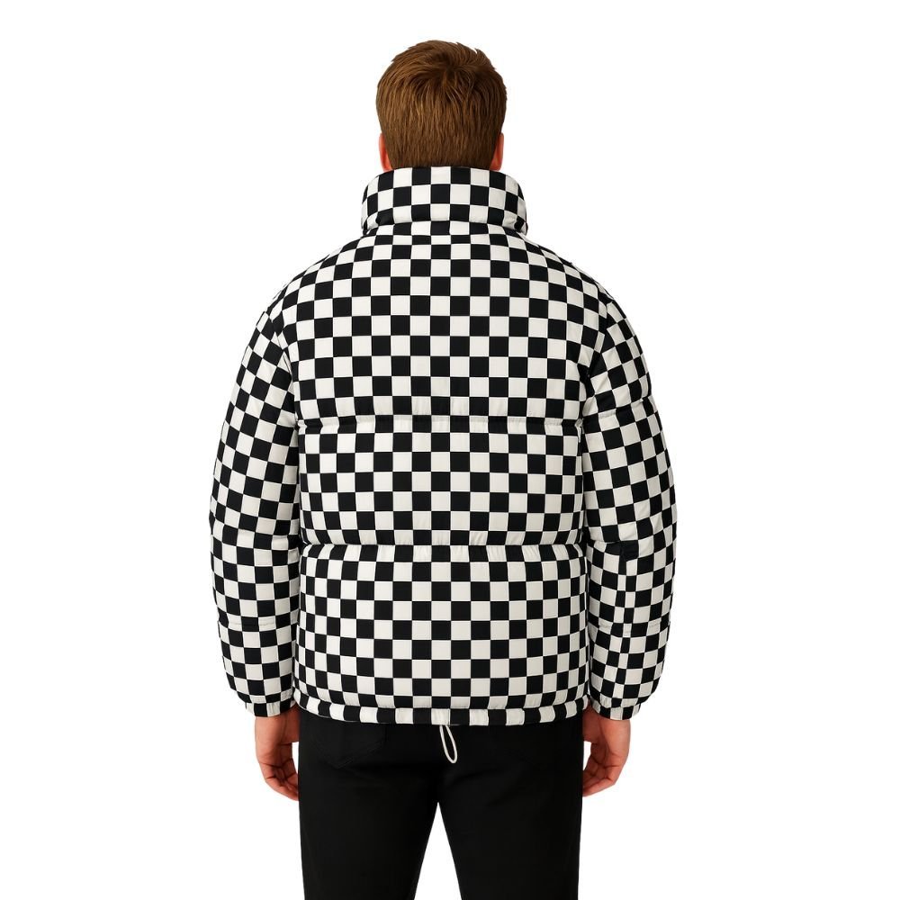 Kouvr Fashion Men's Checkerboard Puffer Jacket