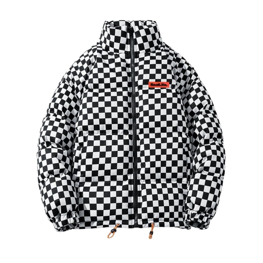 Kouvr Fashion Men's Checkerboard Puffer Jacket