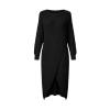 Product shot of the Kouvr Fashion black knit wrap dress laid flat, showcasing the crewneck and asymmetrical front design.