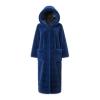 Product-only image of the Luisa royal blue hooded faux fur coat on a white background, showing the front with open pockets.