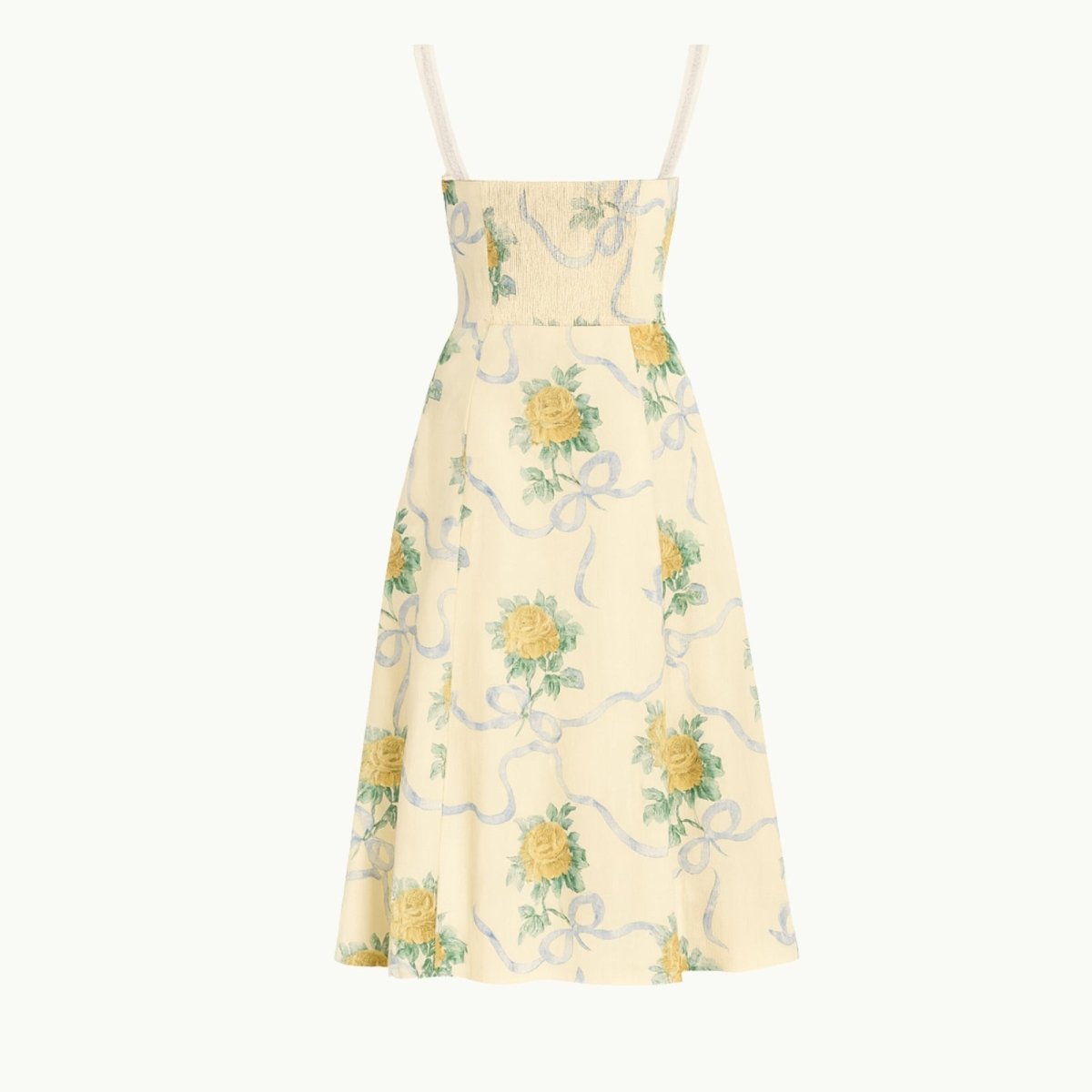 Light Yellow floral dress with a white background