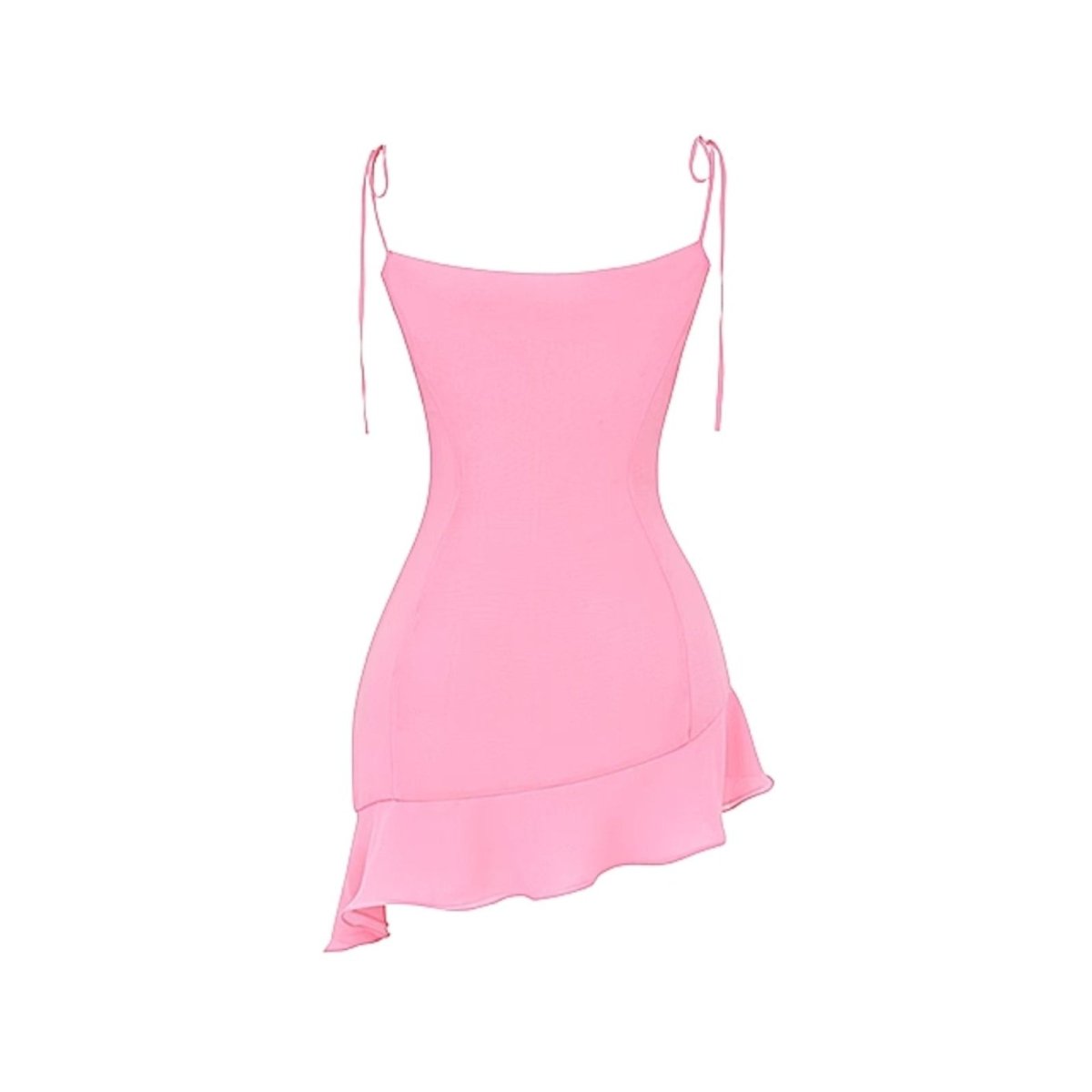 Pink kouvr dress with thin straps on a white background