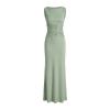 Product-only image of the Kouvr Fashion sage green lace insert maxi dress on a light background, front view.