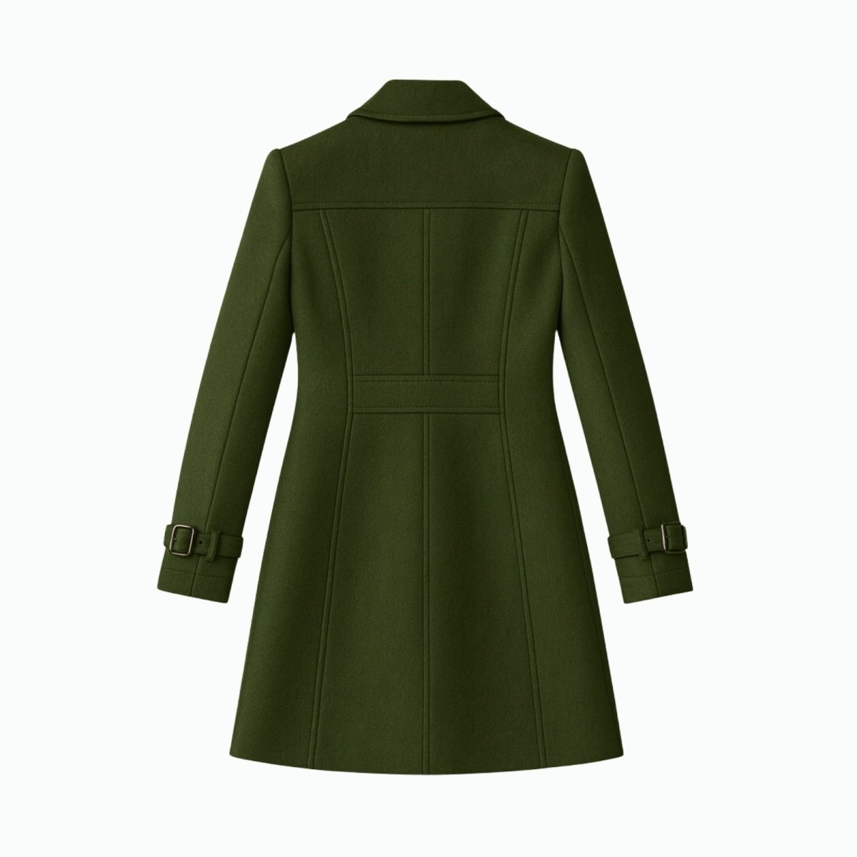 Green Kouvr coat on a white background