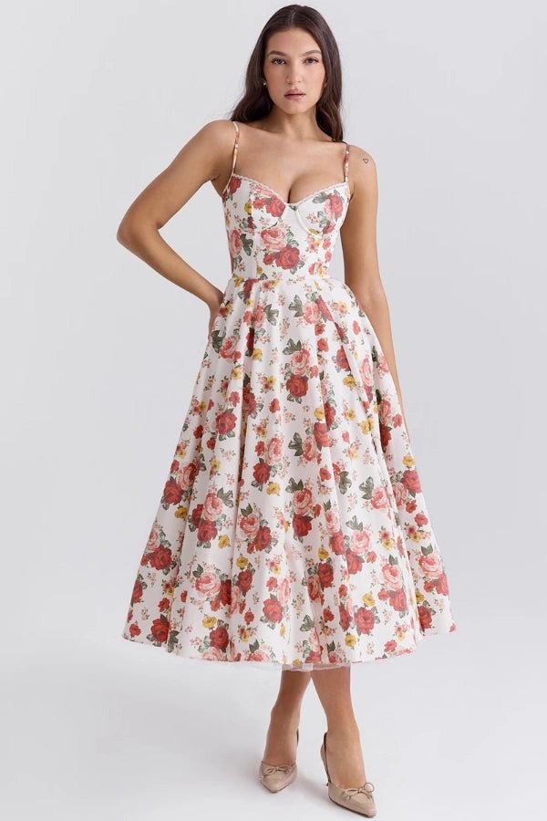 rockabilly," "A-line silhouette," "full circle skirt," "bustier top," "romantic attire.