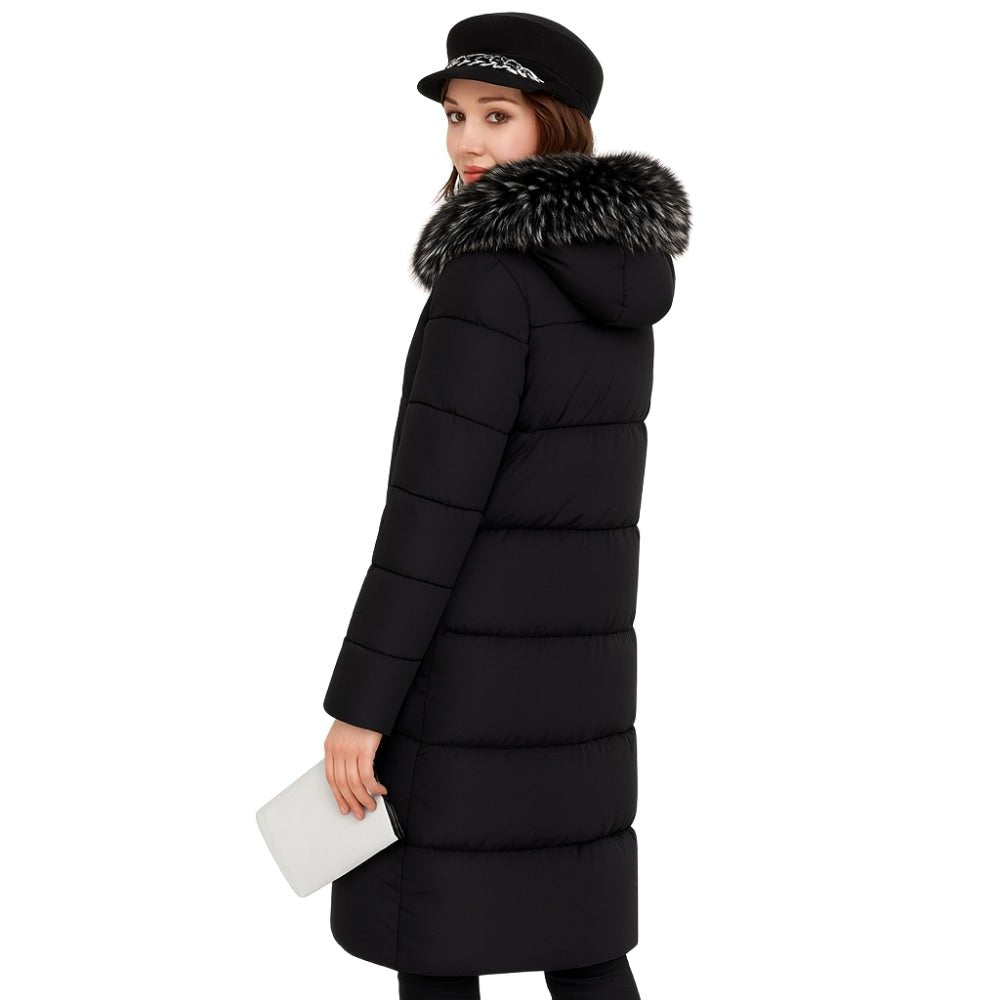 insulated overcoat, warm winter jacket, quilted coat, urban outerwear, heavyweight parka, stylish women's coat, weather-resistant.