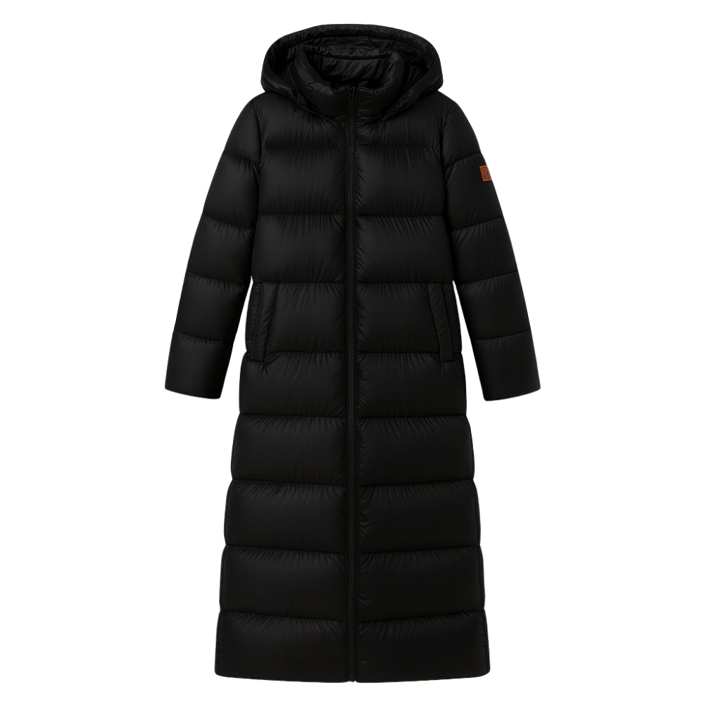 quilted outerwear," "thermal insulation," "cold weather essential," "winter parka," and "elegant down coat