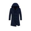 Product-only shot of the Kouvr Fashion navy blue double-breasted hooded wool overcoat on a white background.