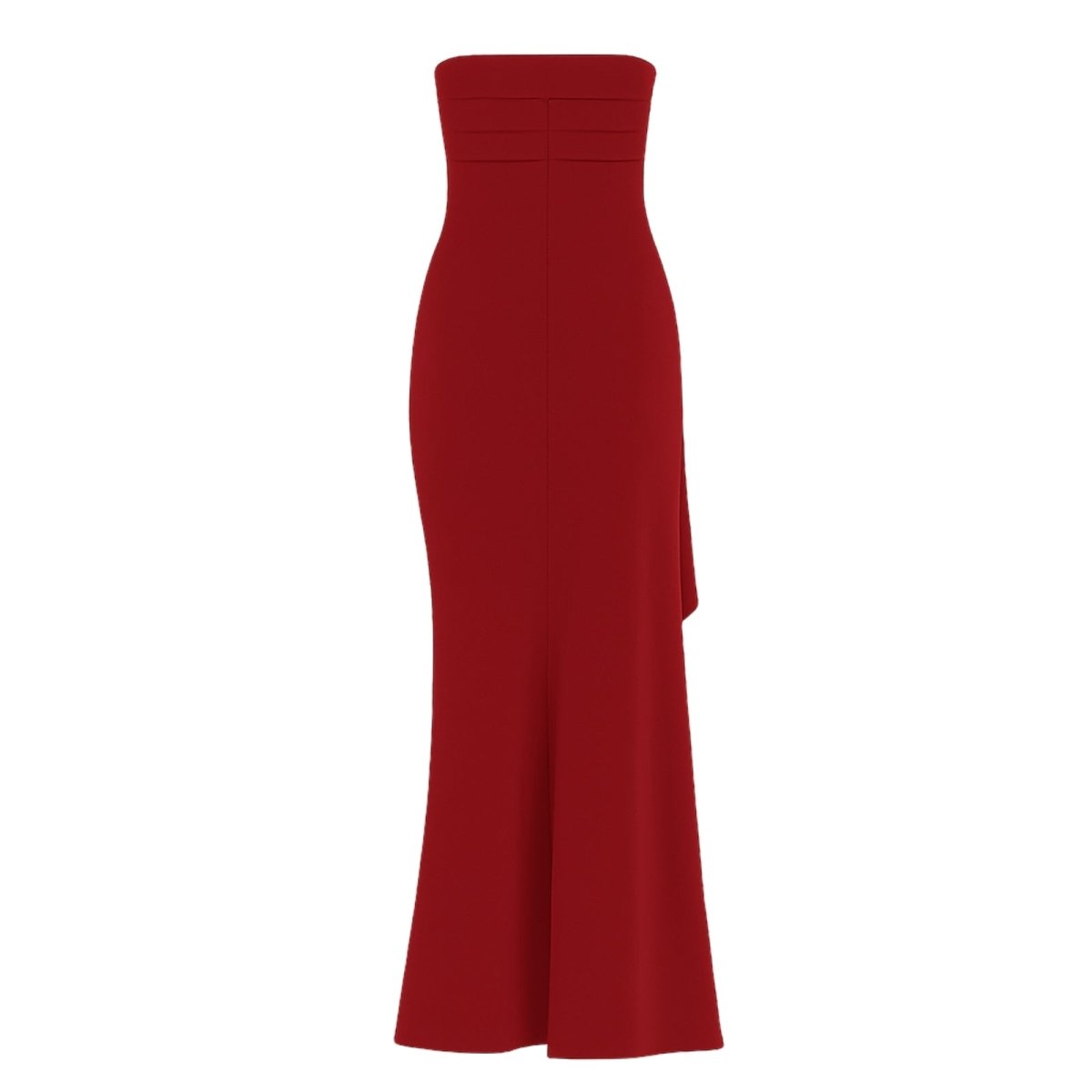 Kouvr Fiora red kouvr strapless maxi dress showing the seamless construction.