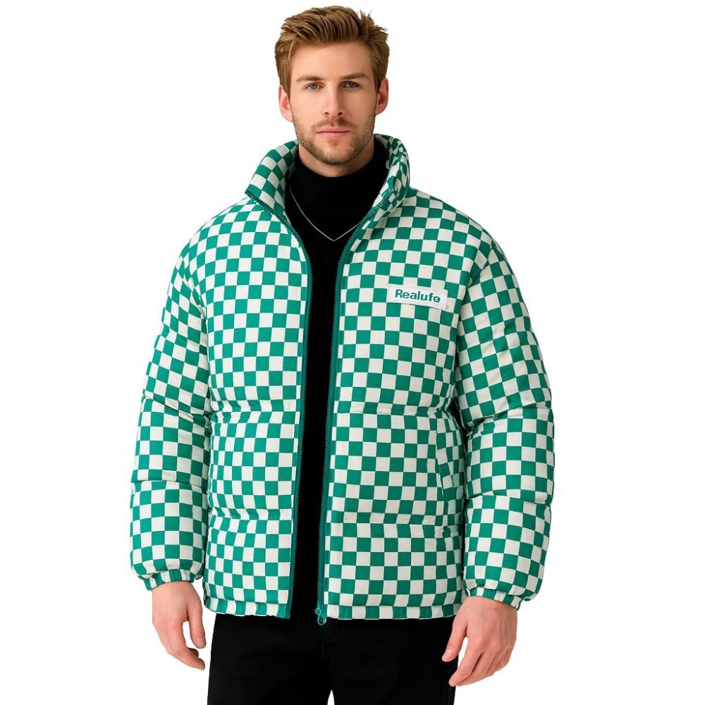 Kouvr Fashion Men's Checkerboard Puffer Jacket