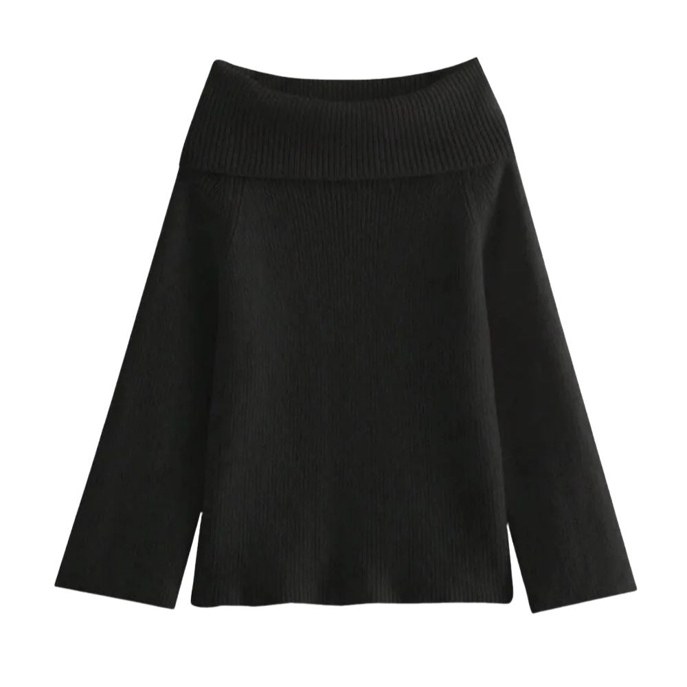 Black kouvr sweater on a white background
