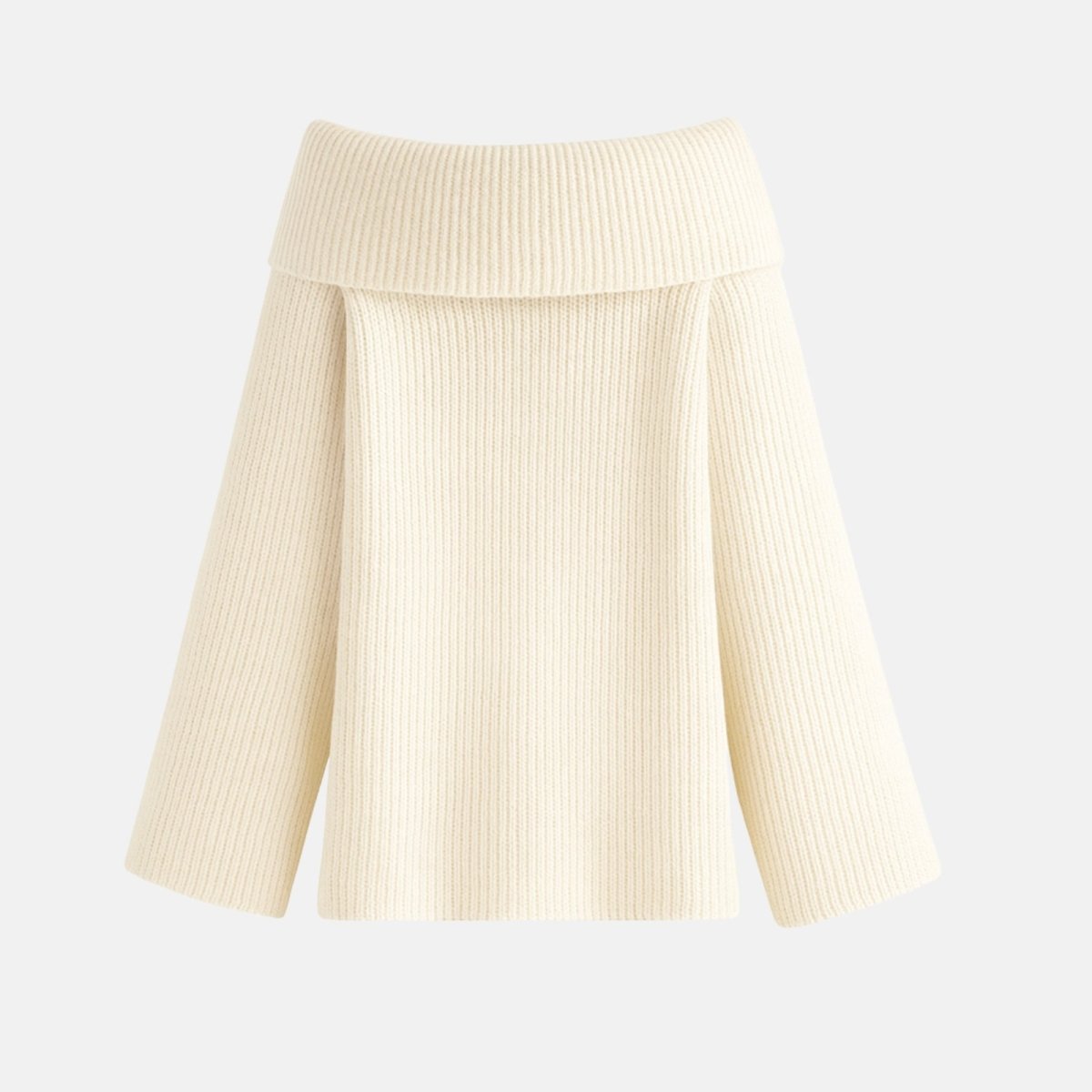 Ivory kouvr ribbed knit skirt on a light gray background