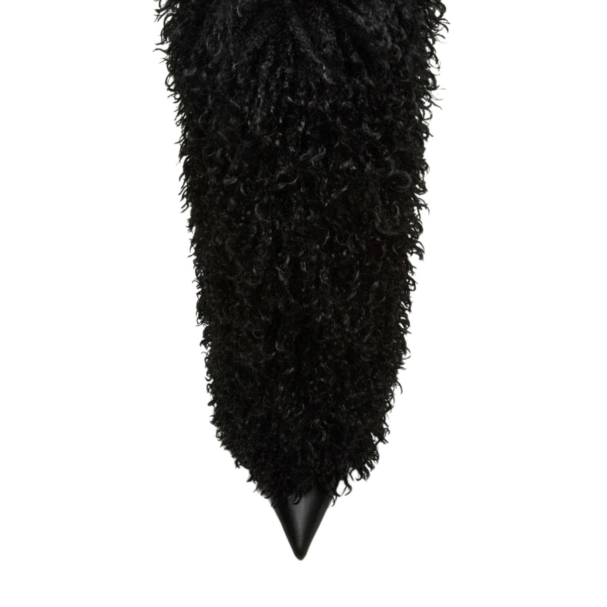 Black kouvr feathered object on a white background