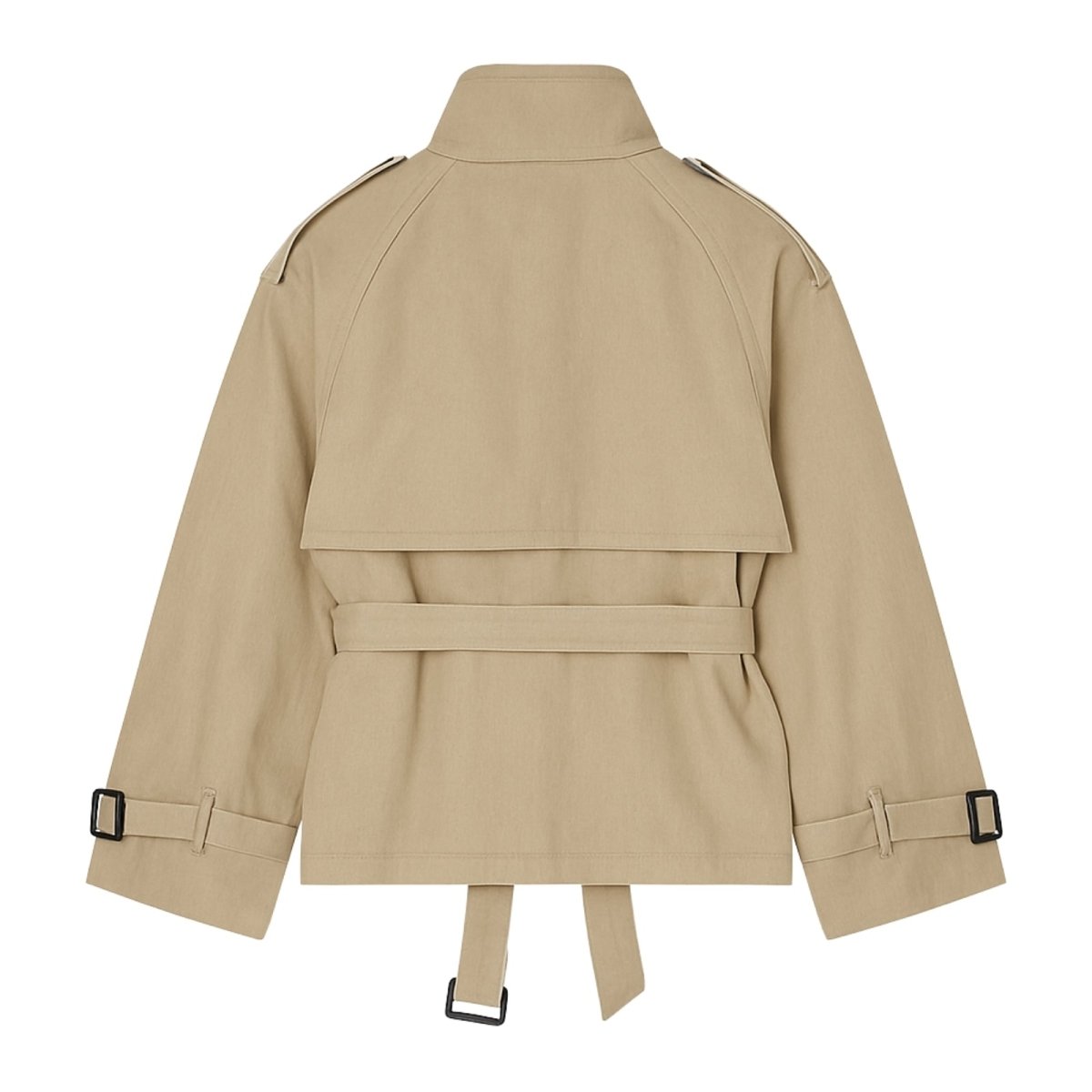 Beige Kouvr trench coat on a white background