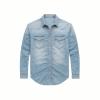 Blue Kouvr denim shirt on a white background