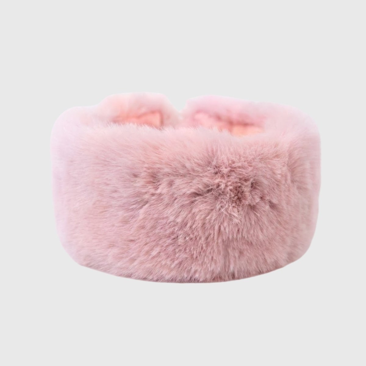 Product-only shot of the Kouvr Nancie soft pink faux fur headband on a white background