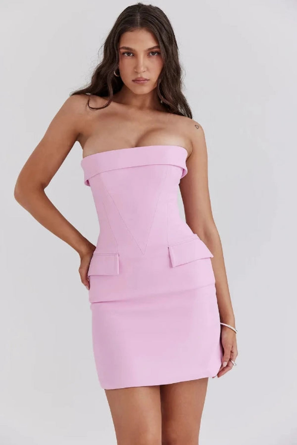 Pink Off Shoulder Fitted Mini Dress Pink / M Pink Off Shoulder Fitted Mini Dress Pink / M