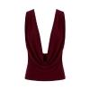 Flat lay product shot of the front of the Kouvr Rhea top in burgundy, showing the deep cowl neck detail.