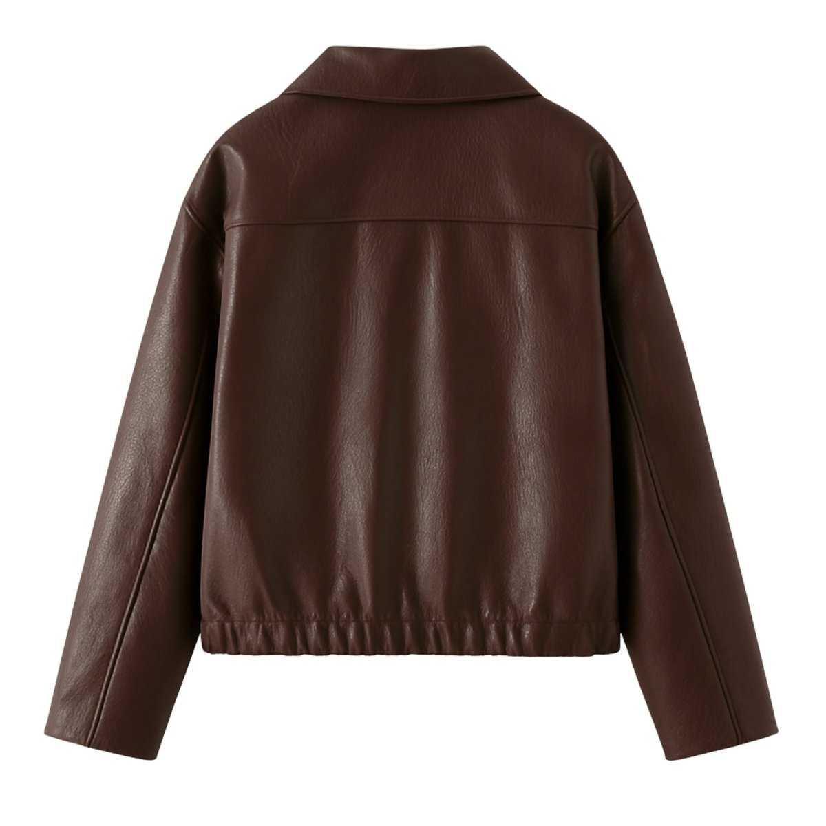 Burgundy Kouvr leather jacket on a white background