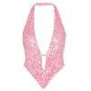 Pink kouvr  sequin halter top on a white background
