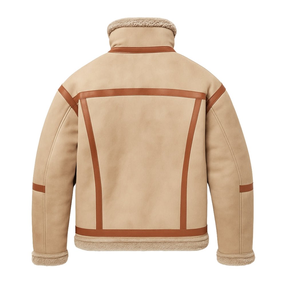 Beige Kouvr jacket with brown accents on a white background
