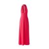 Product-only image of the fuchsia red Kouvr Sharon halter neck formal gown, showing the deep v-neck and choker-style collar.