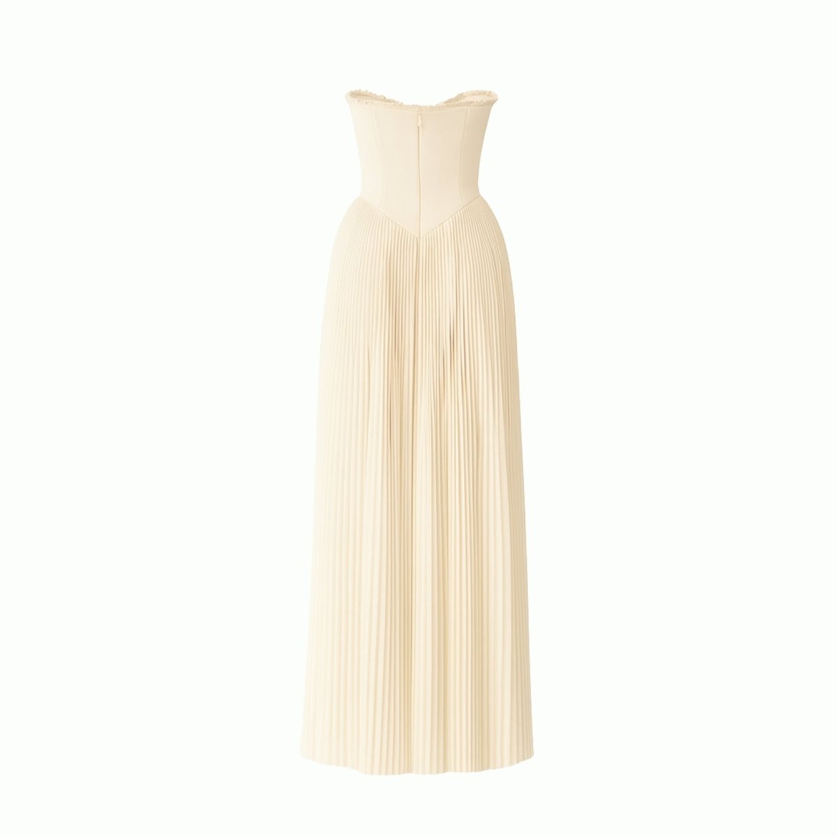 Ivory kouvr pleated dress on a white background