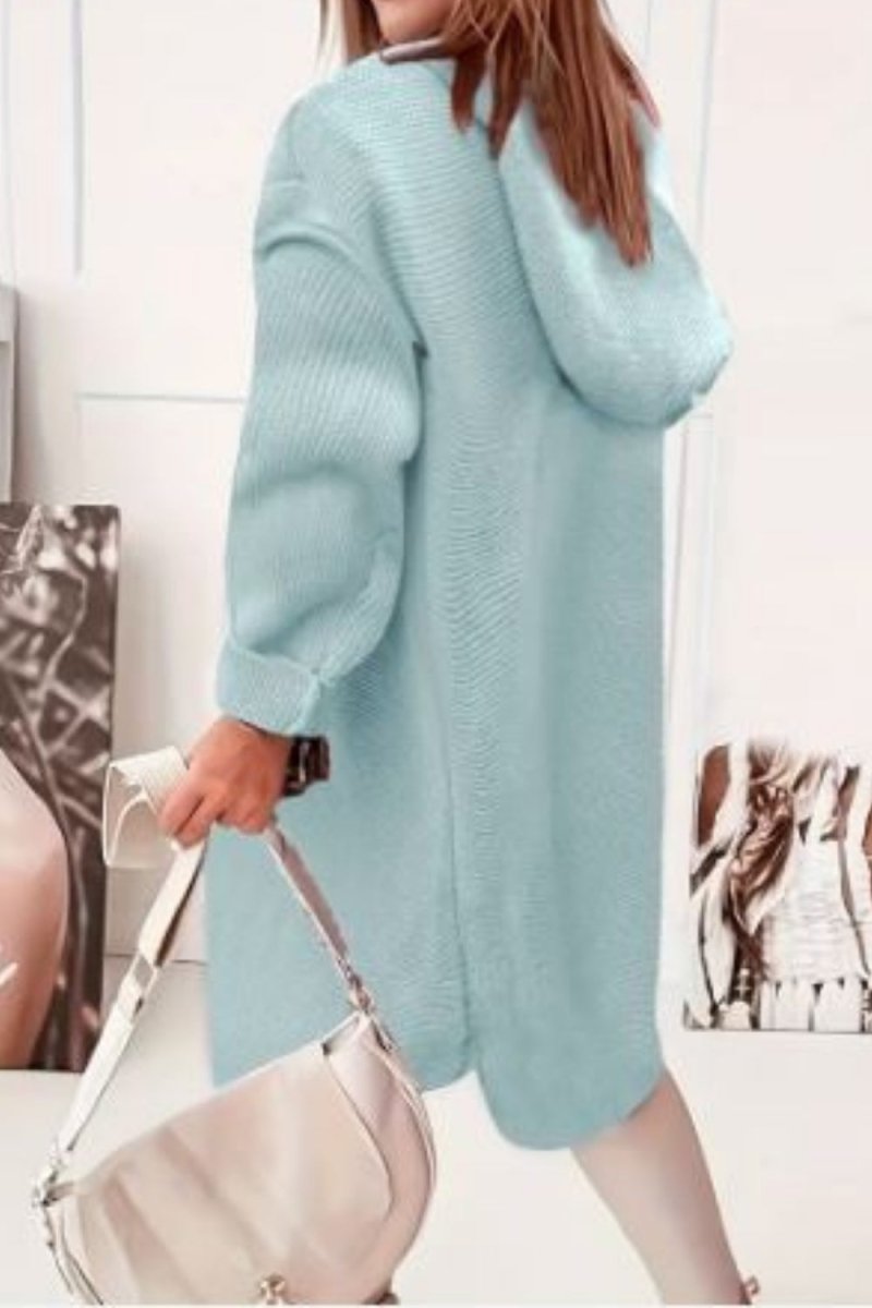 Ribbed duster cardigan
- Cozy loungewear coat
- Transitional spring outerwear
- Knee-length sweater jacket
- Luxury casual knitwear
- Minimalist hooded sweater