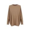 Front flat lay of the Tina oversized cashmere sweater in light brown, highlighting the crewneck and knit texture.