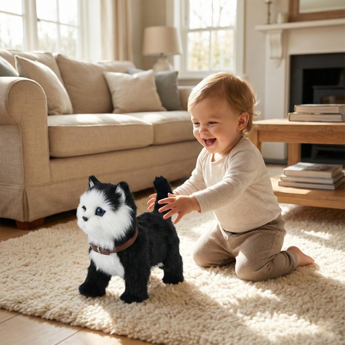Realistic Interactive Tuxedo Kitten – Walking & Meowing Electronic Pet Toy