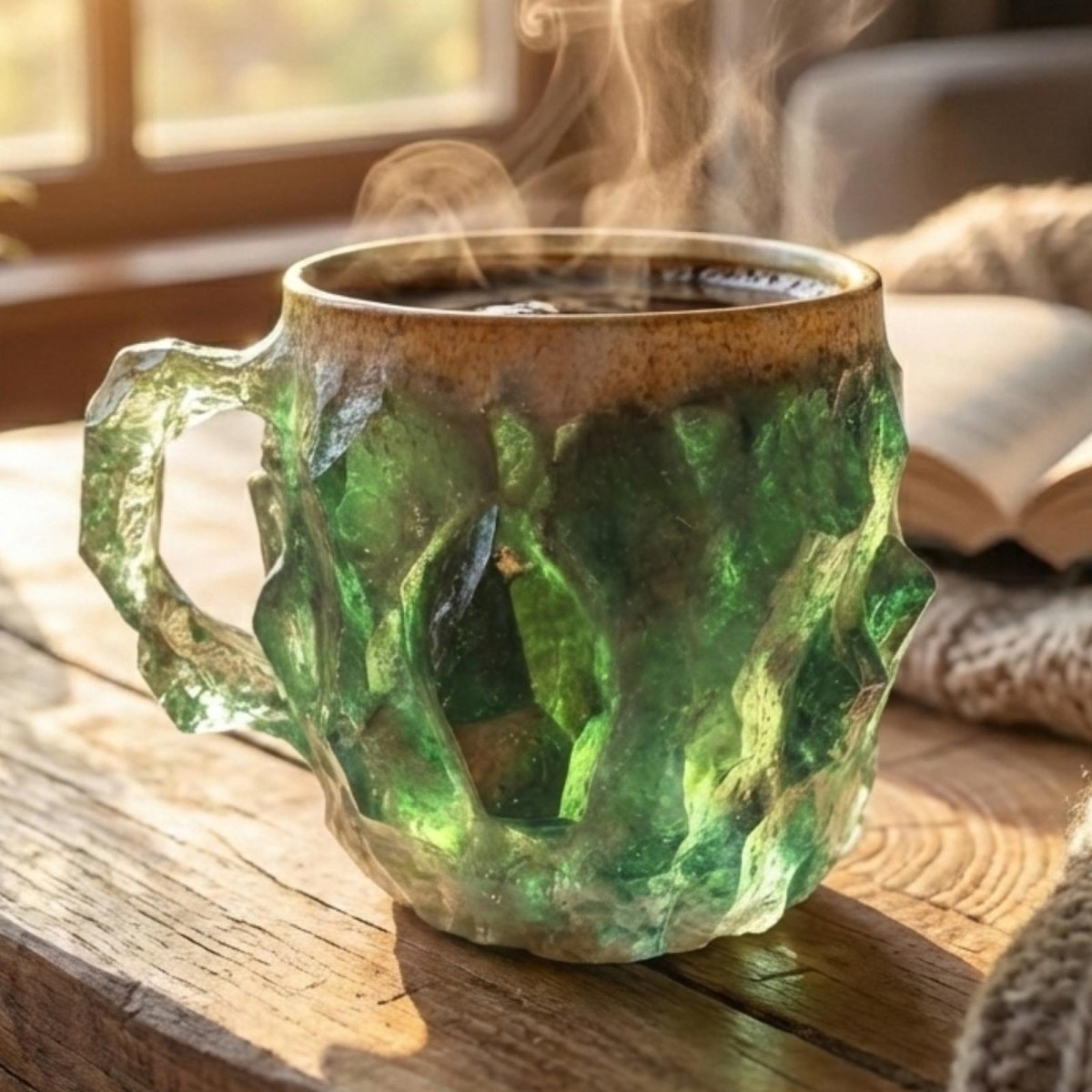 Handcrafted Emerald Crystal Geode Mug