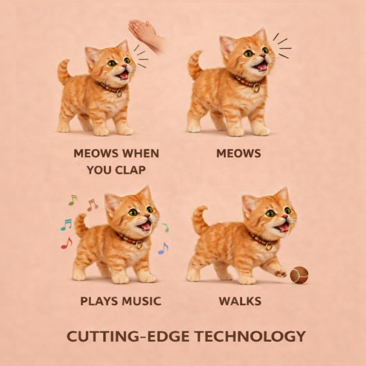 Realistisches Interaktives Roboter-Kätzchen Rot-Getigert – Laufendes & Miauendes Elektronisches Haustier