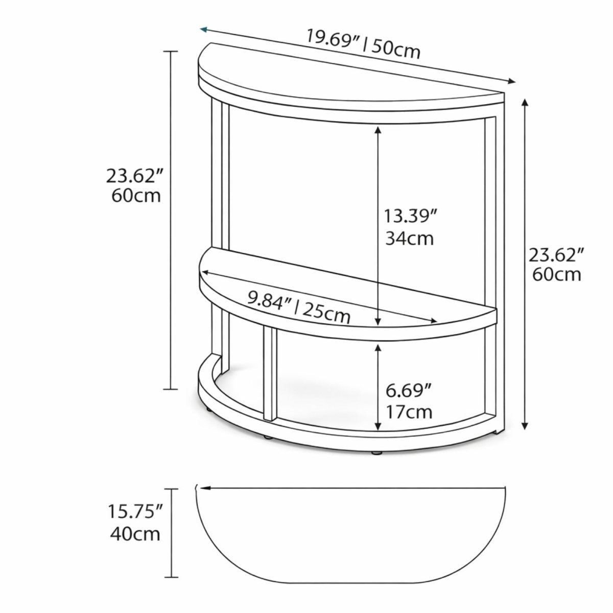 The Luna Console | Industrial Half-Moon Accent Table