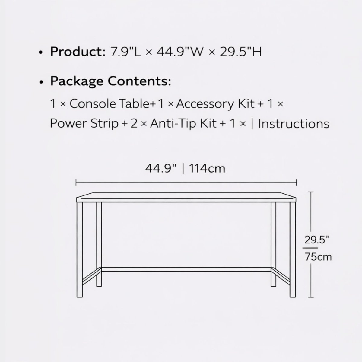 Linear Sanctuary Console | 64" Power-Enabled Slim Sofa Table