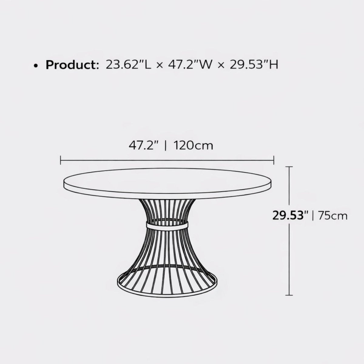 Tribesigns Round Dining Table for 4-6 People, 47-Inch Farmhouse Dinning Room Table Circle Kitchen Table, Industrial Dinner Table