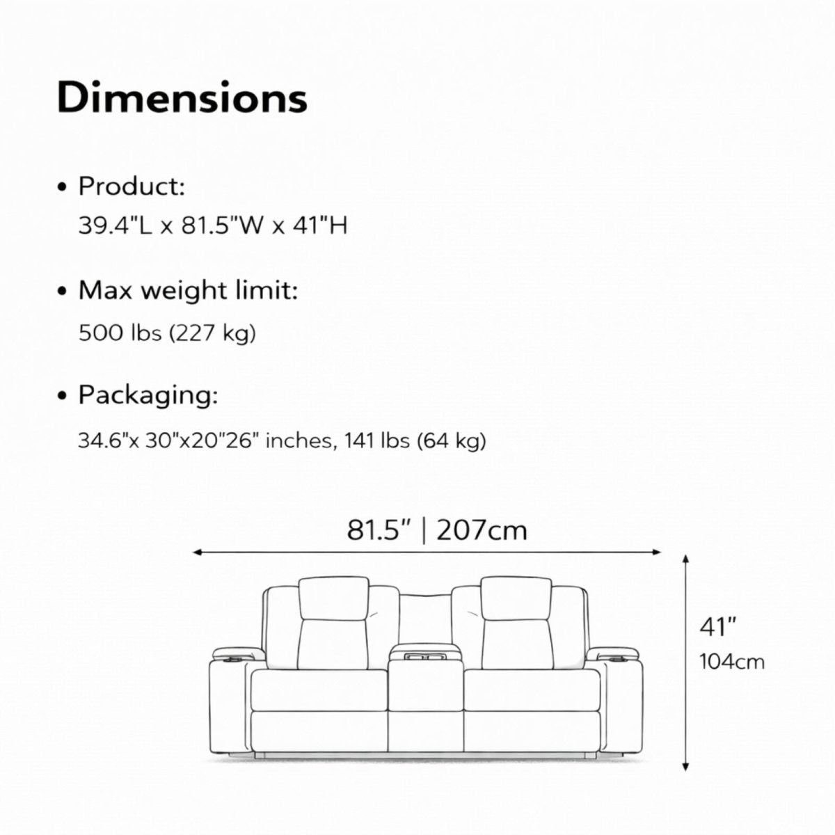 Wraith Maverick Cinema Console | Smart Power Reclining Loveseat