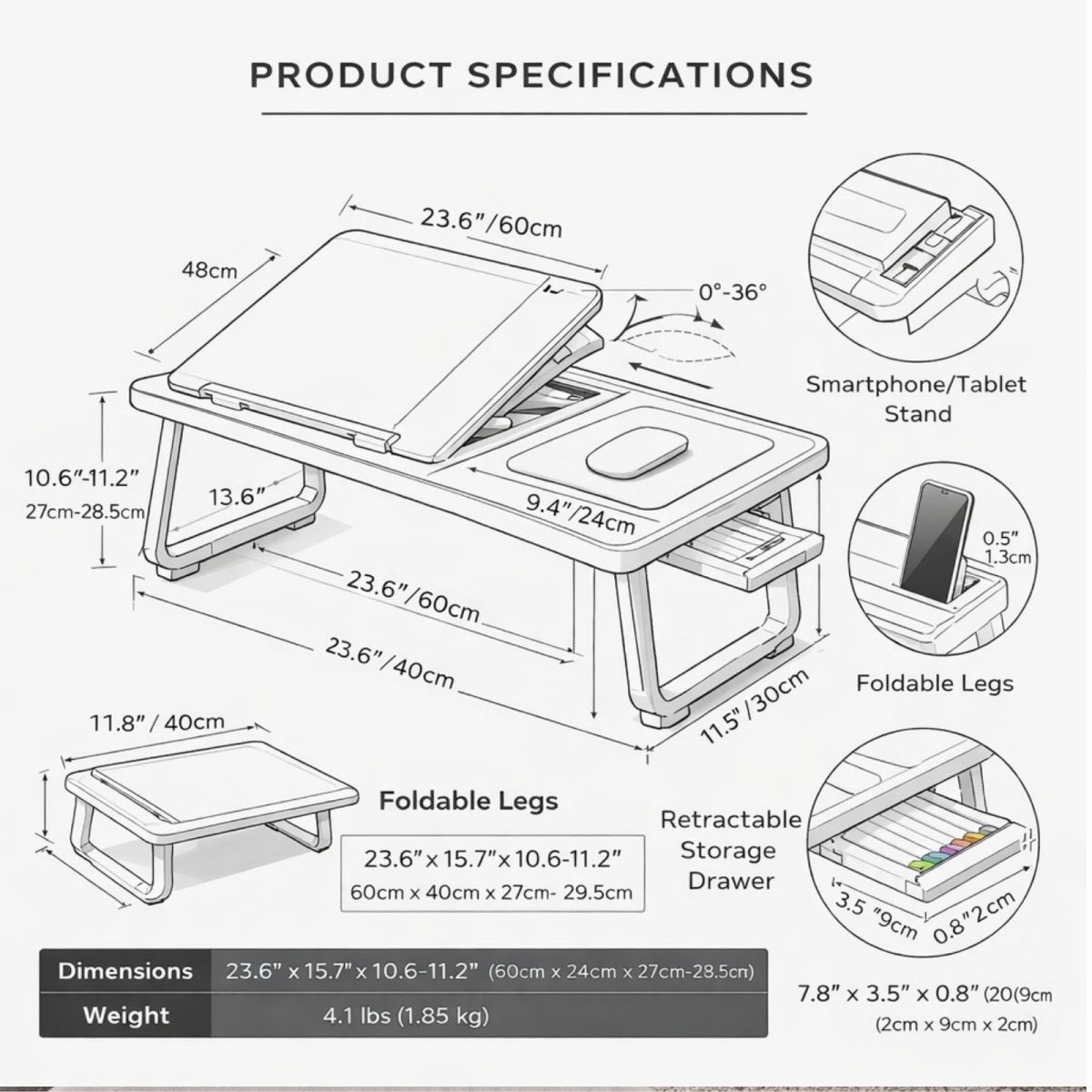 The Haven Workspace | Adjustable Omni-Tilt Lap Desk