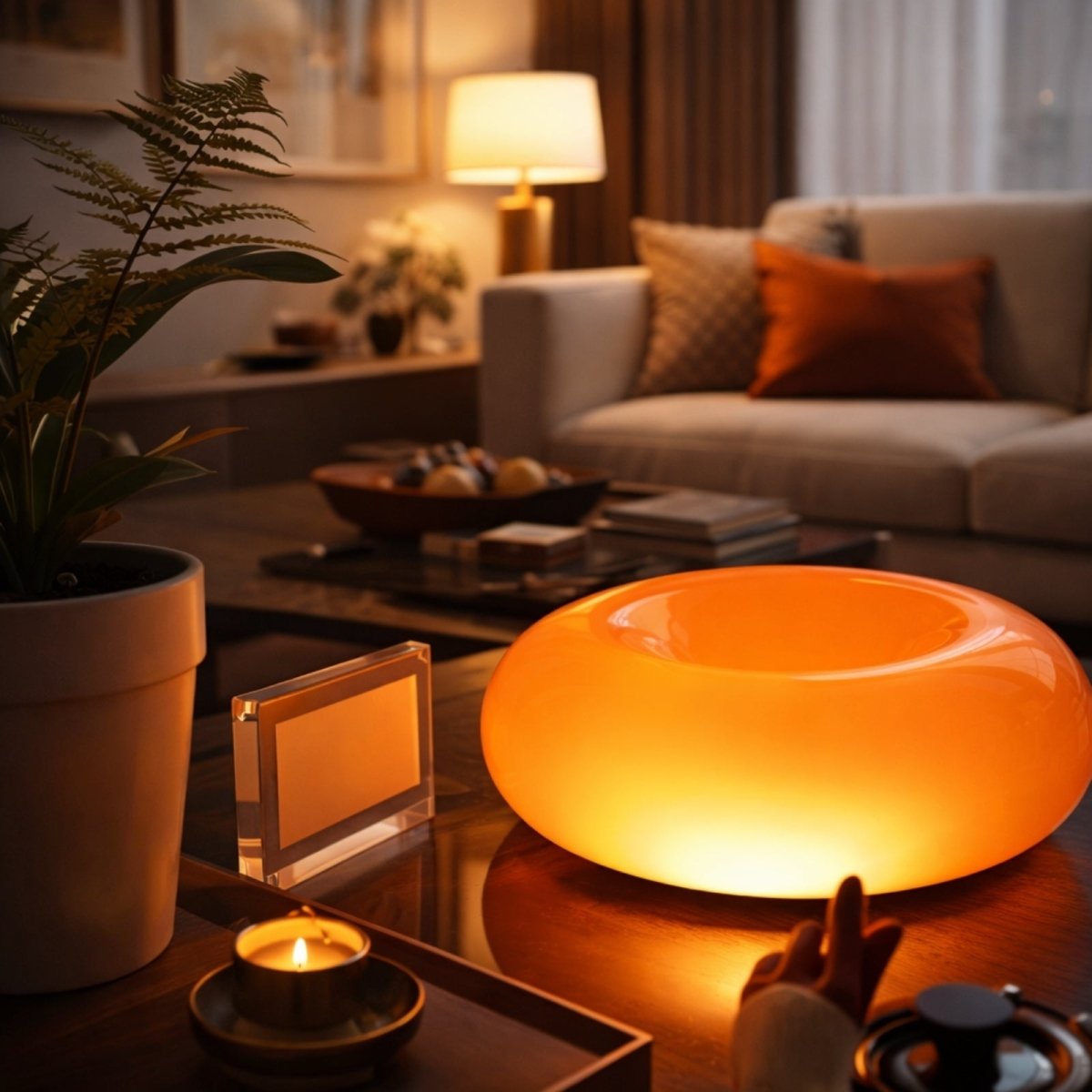 The Solis Donut Lamp | Amber Gloss Touch-Dimmable Light