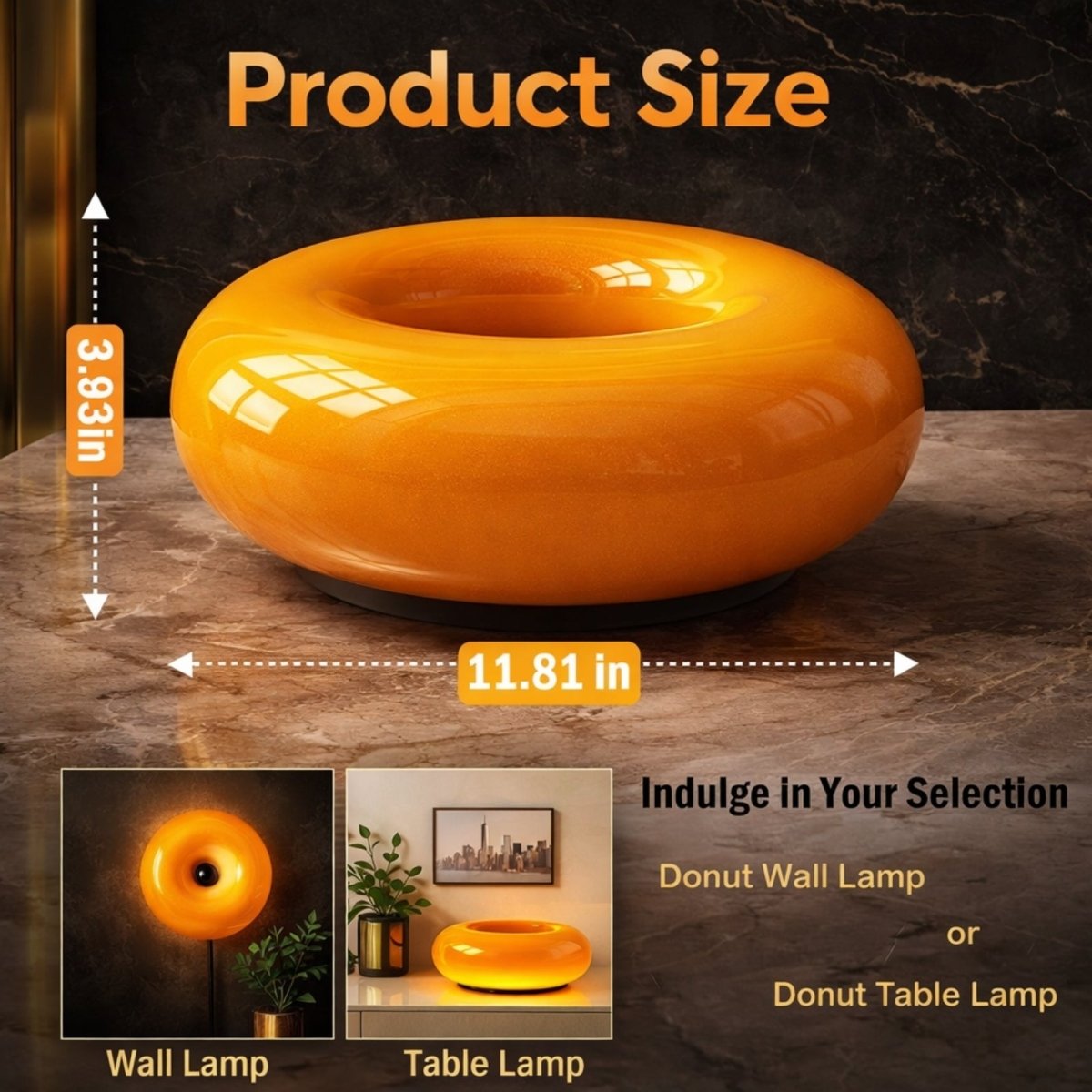 The Solis Donut Lamp | Amber Gloss Touch-Dimmable Light