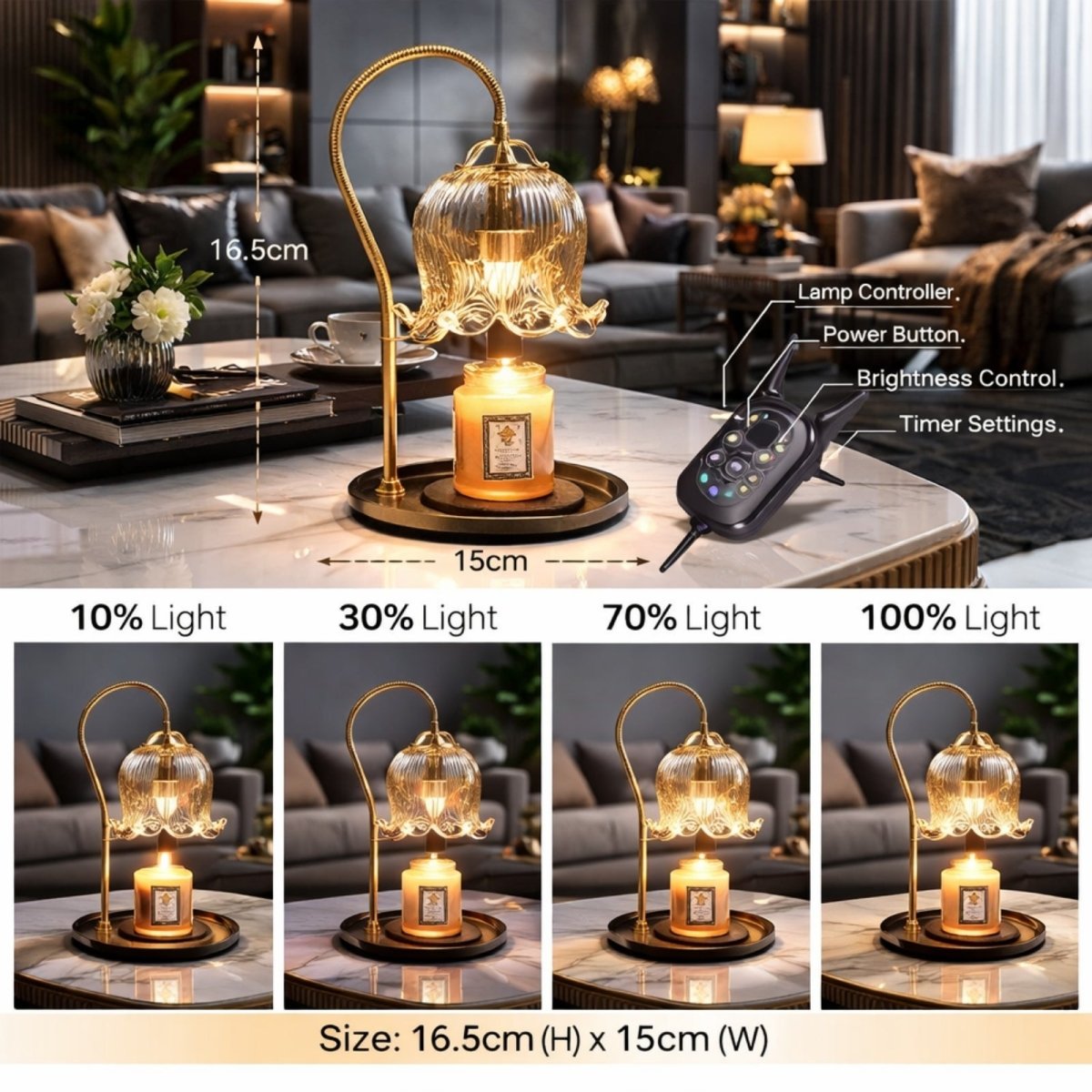 The Aurelia Glow Lamp | Marble &amp; Brass Botanical Warmer