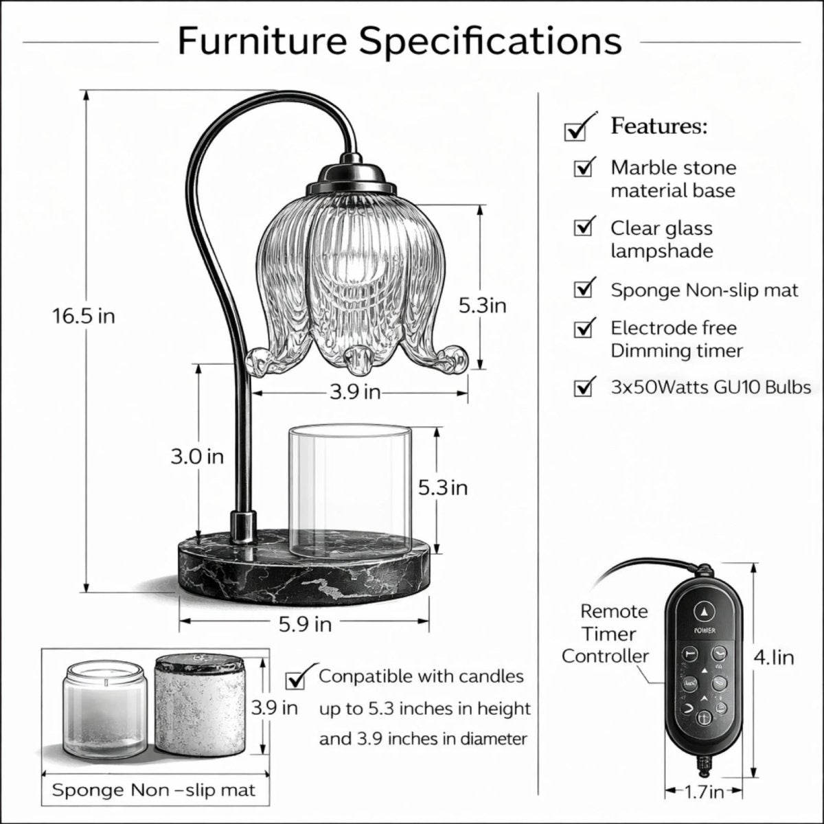 The Aurelia Glow Lamp | Marble &amp; Brass Botanical Warmer