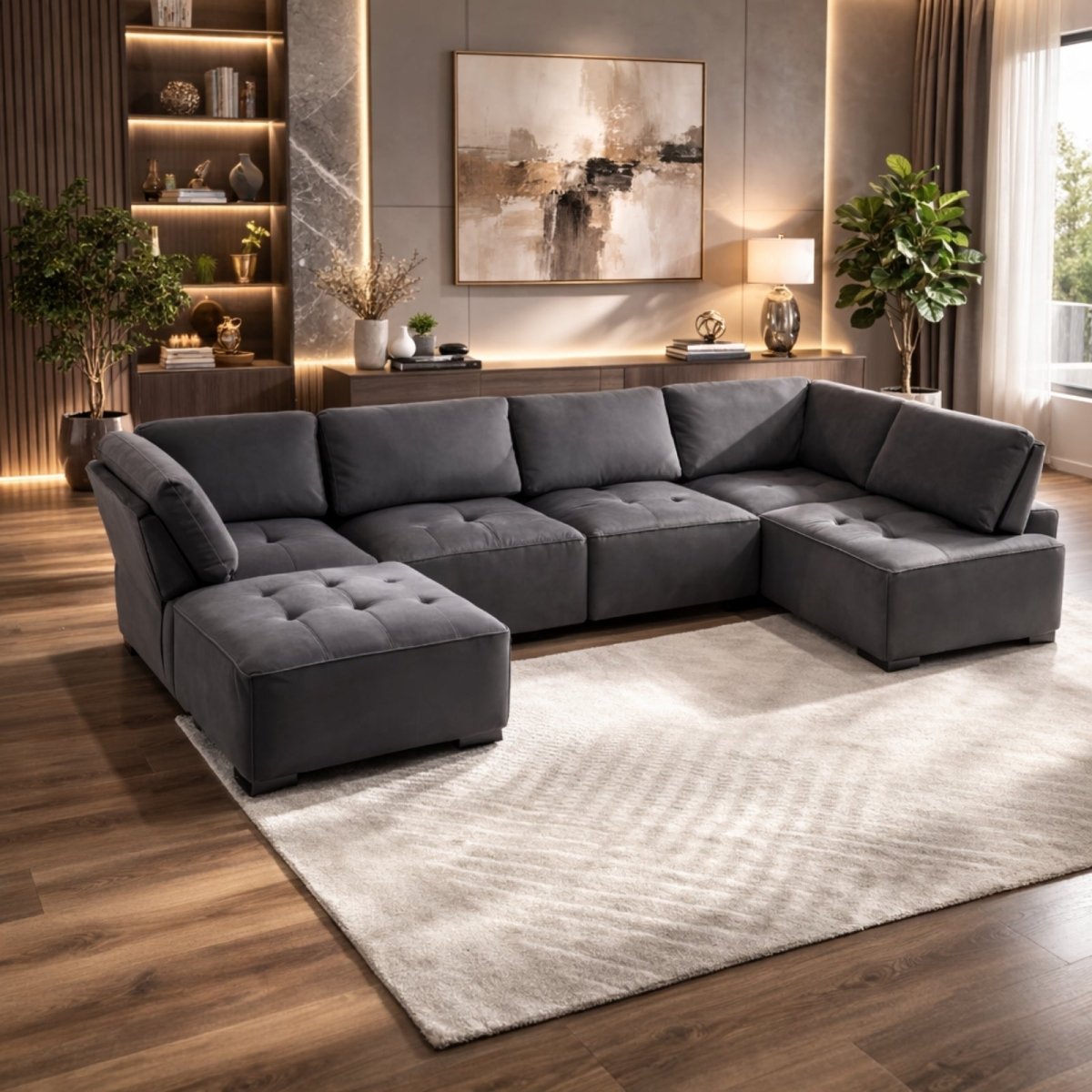 The Loft Modular Collection | Deep-Corduroy Cloud Sectional