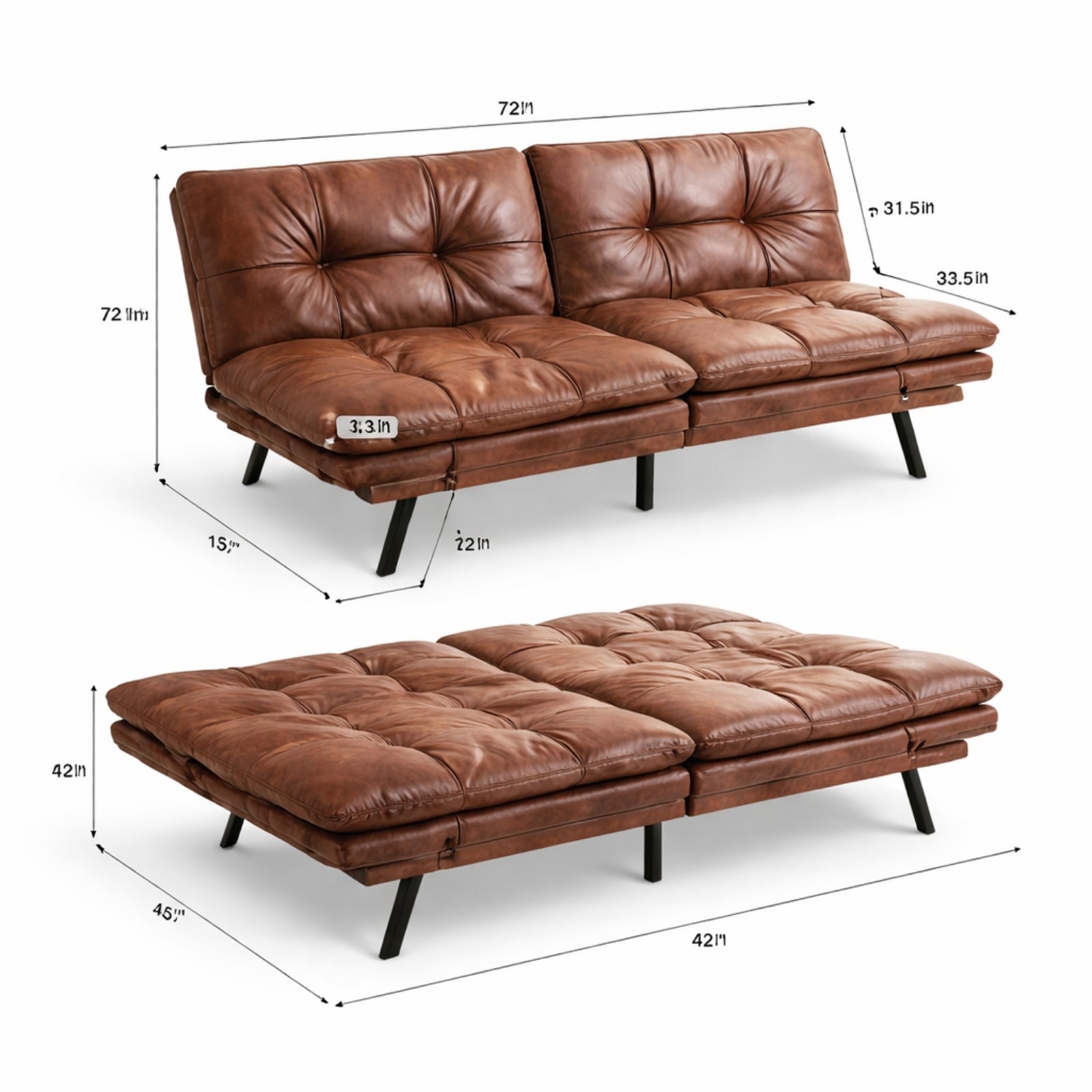 The Maddox Daybed | Mid-Century Convertible Leather Sleeper