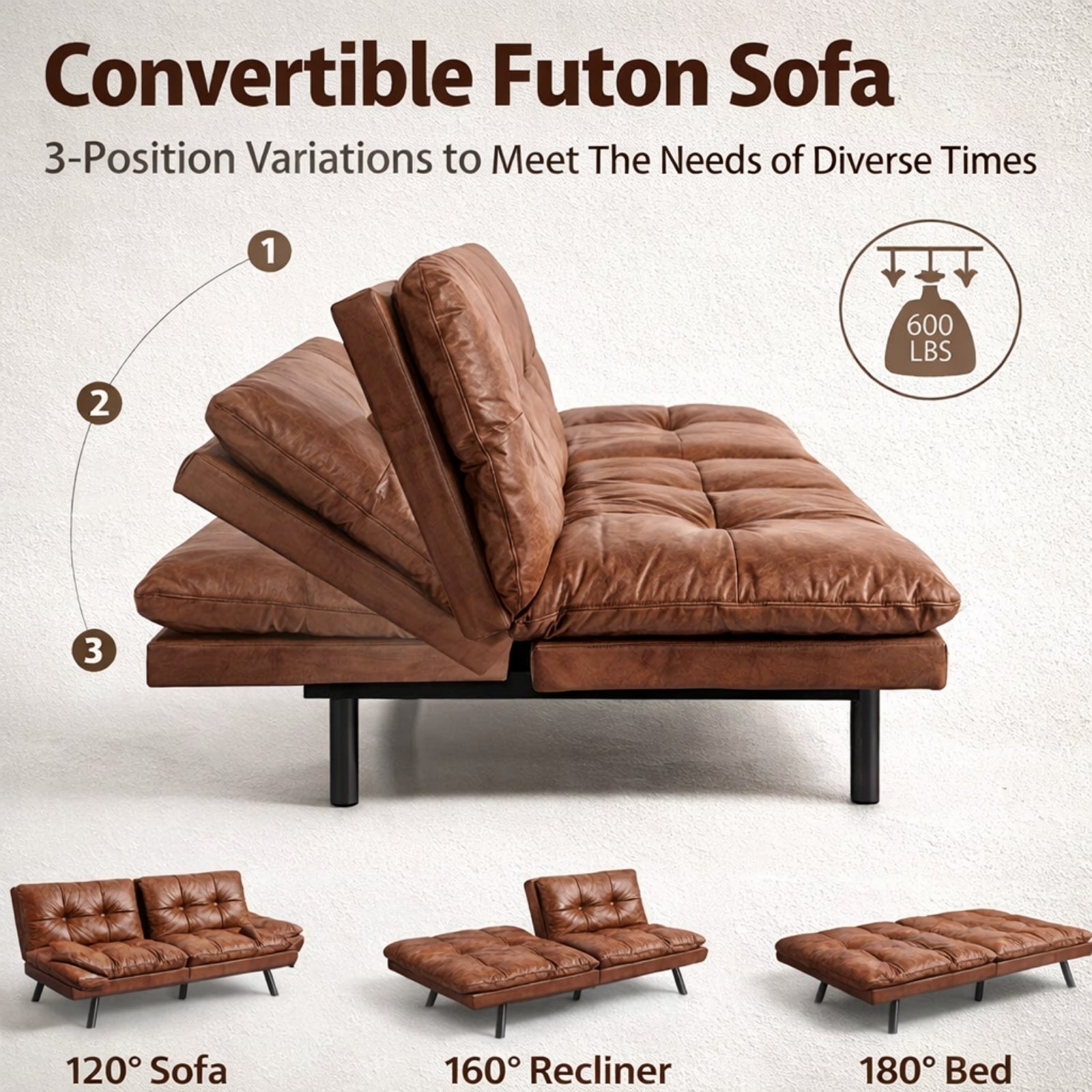 The Maddox Daybed | Mid-Century Convertible Leather Sleeper