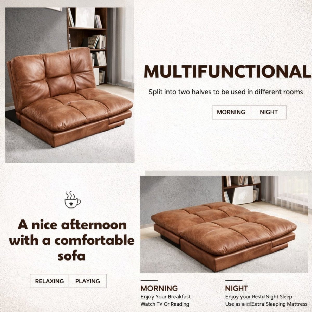 Shade Maddox Daybed | Mid-Century Convertible Leather Sleeper